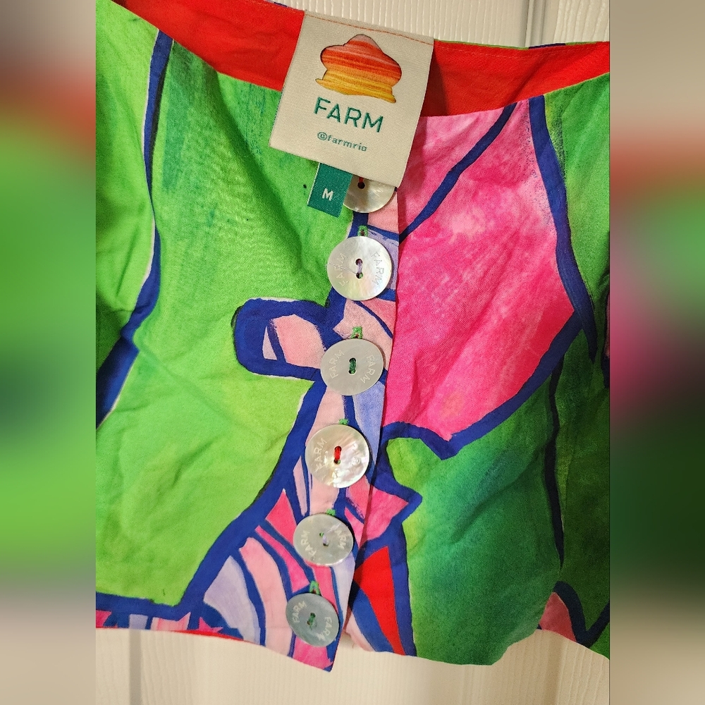 Farm Rio Tropical Bunch Puff Sleeve Crop Top - Picture 4 of 4